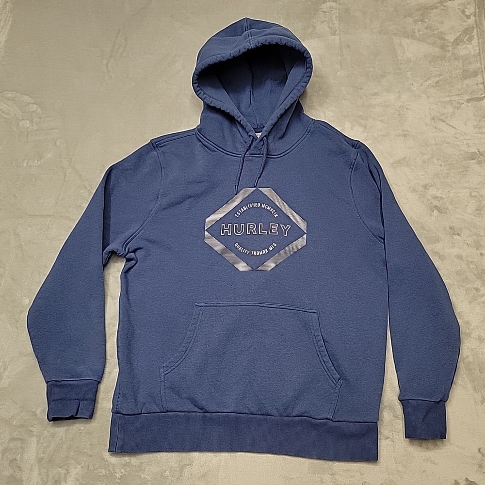 Hurley Hoodie Mens Large Blue HMF23-07384 Pullover Graphic Sweatshirt